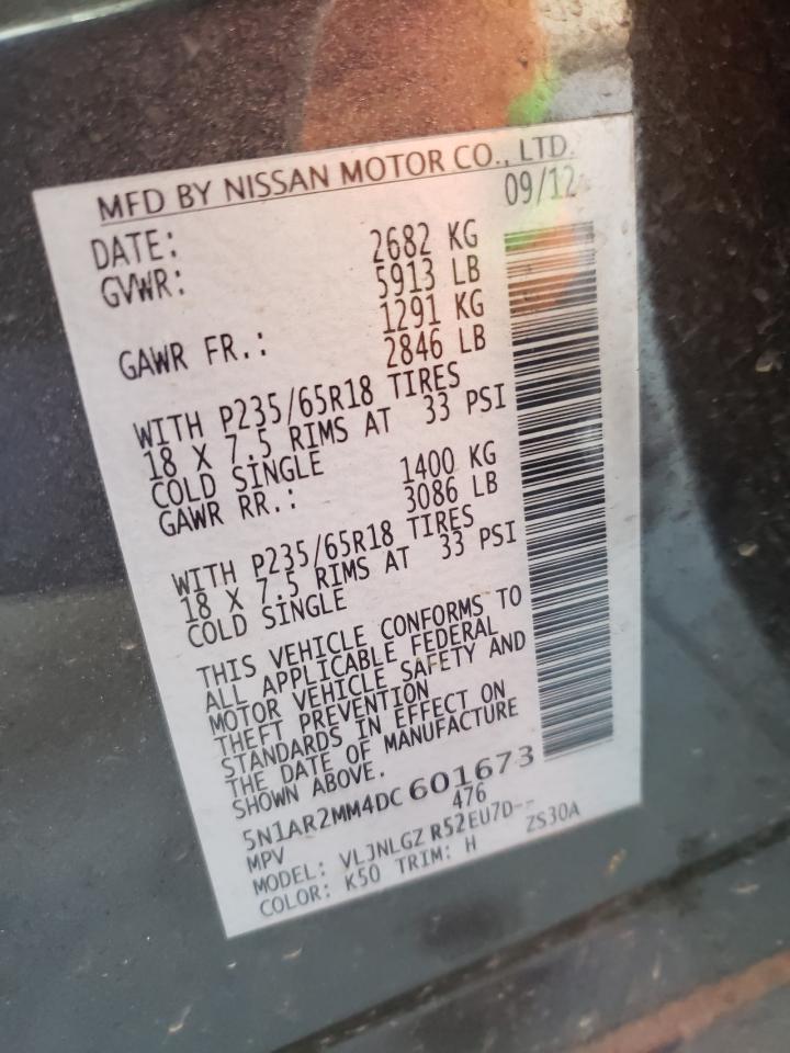 Photo 10 from auction – 2013 NISSAN PATHFINDER with VIN 5N1AR2MM4DC601673