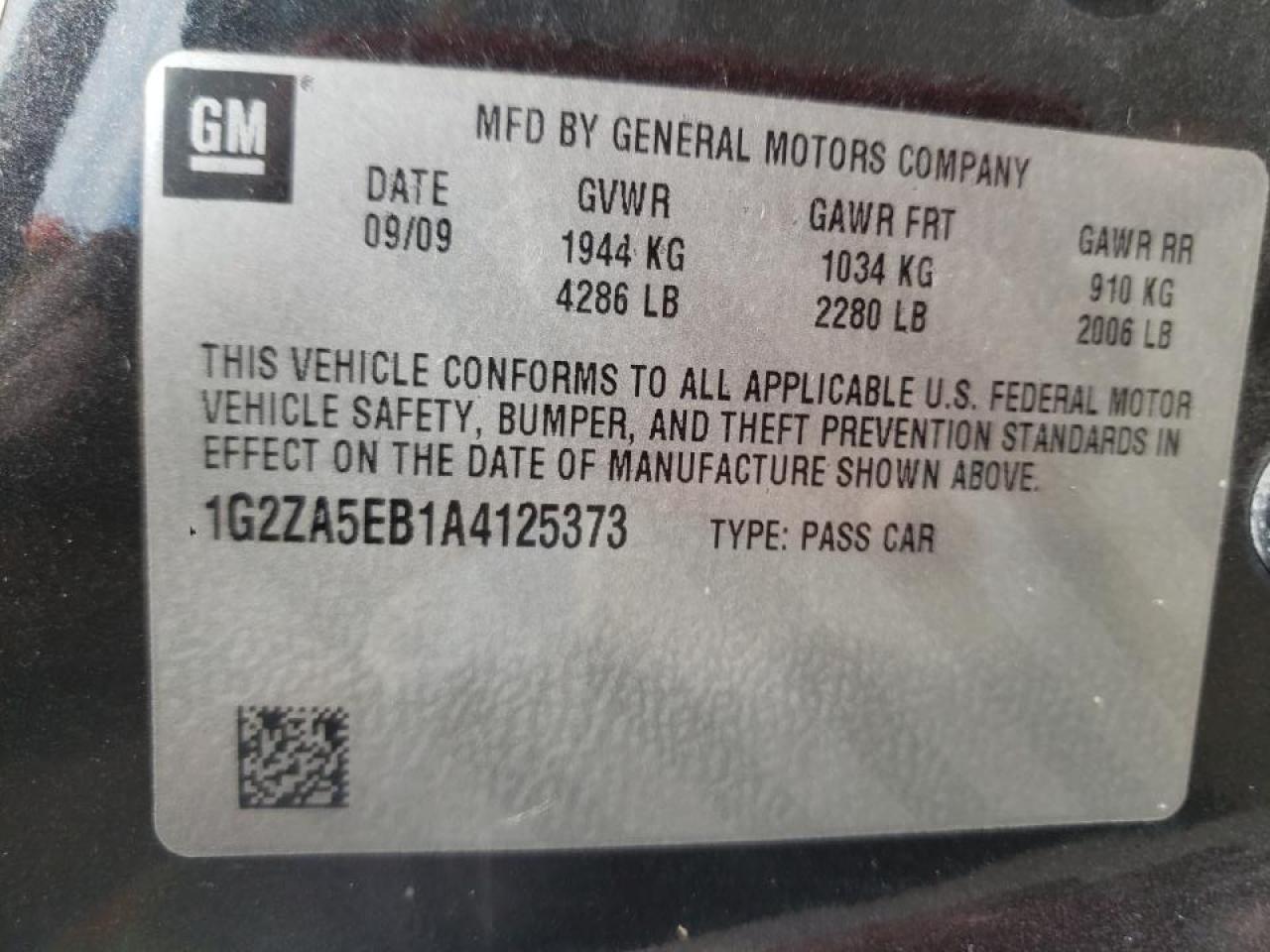 Photo 10 from auction – 2010 PONTIAC G6 with VIN 1G2ZA5EB1A4125373