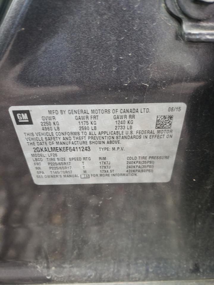 Photo 10 from auction – 2015 GMC TERRAIN SL with VIN 2GKALMEK6F6411243