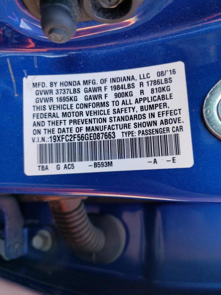 Photo 10 from auction – 2016 HONDA CIVIC LX with VIN 19XFC2F56GE087663