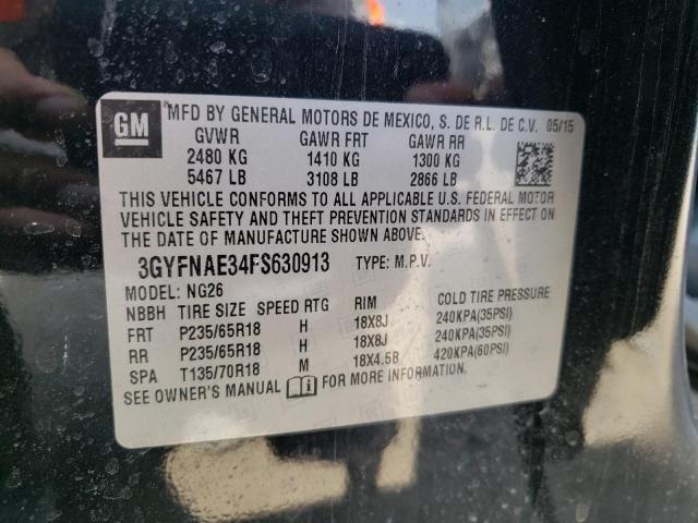 Photo 10 from auction – 2015 CADILLAC SRX with VIN 3GYFNAE34FS630913