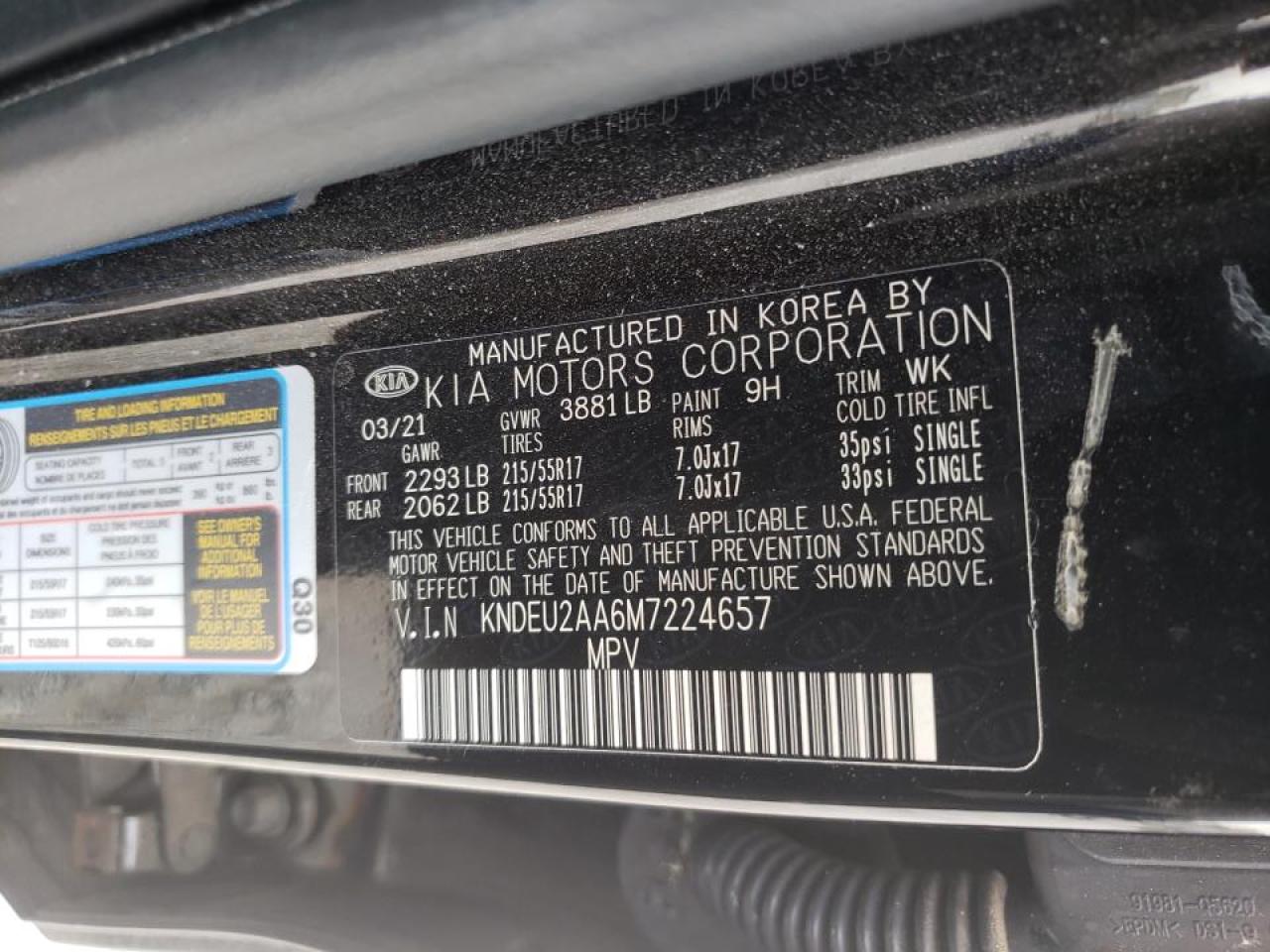 Photo 10 from auction – 2021 KIA SELTOS S with VIN KNDEU2AA6M7224657