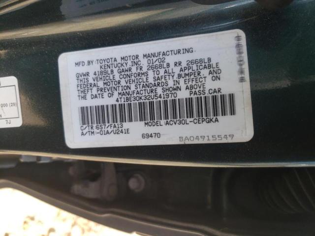 Photo 10 from auction – 2002 TOYOTA CAMRY LE with VIN 4T1BE30K32U541970