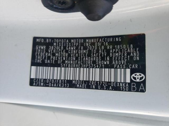Photo 10 from auction – 2017 TOYOTA COROLLA with VIN 5YFBURHE3HP575471