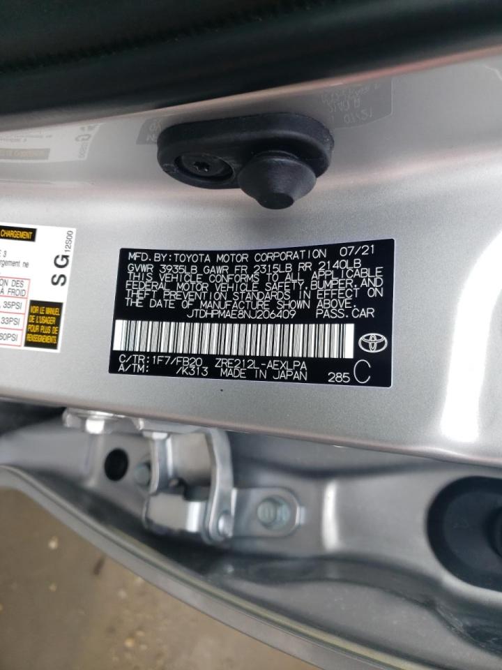 Photo 10 from auction – 2022 TOYOTA COROLLA LE with VIN JTDHPMAE8NJ206409