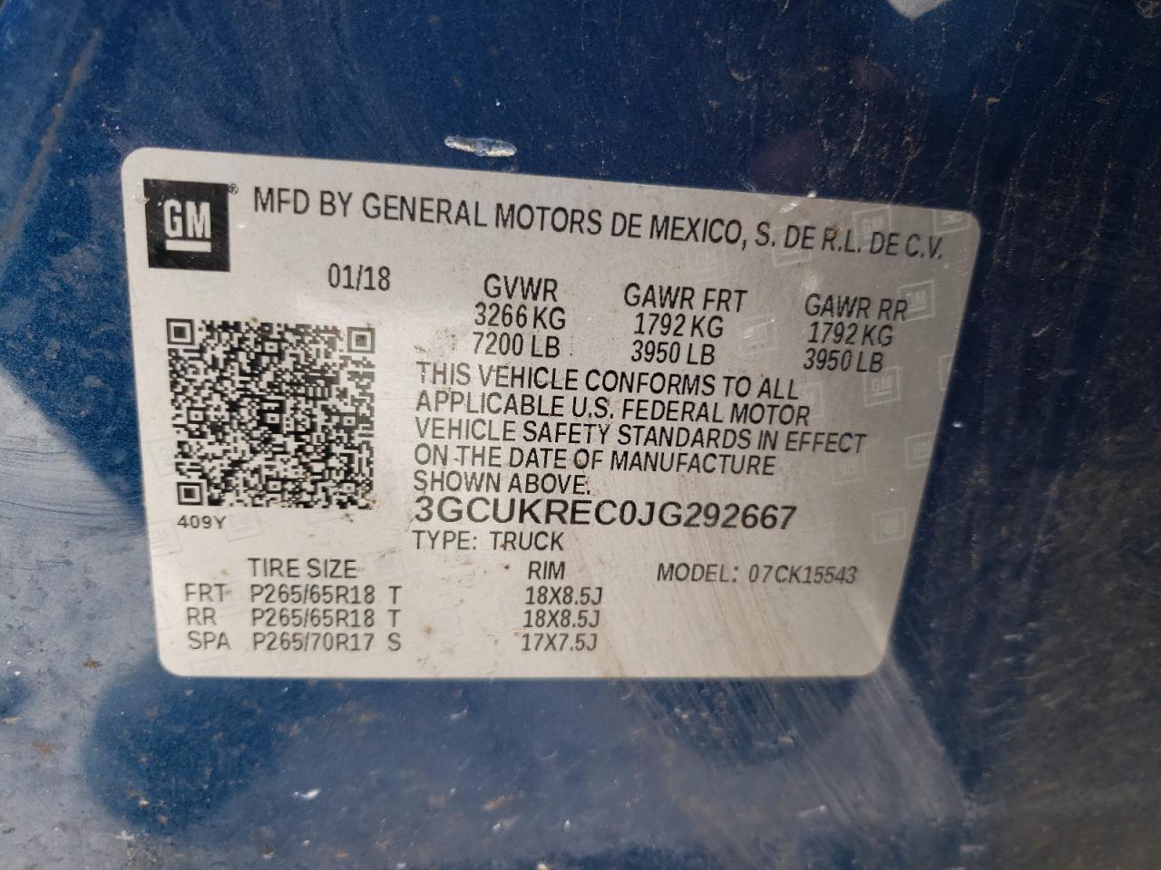 Photo 10 from auction – 2018 CHEVROLET SILVERADO with VIN 3GCUKREC0JG292667