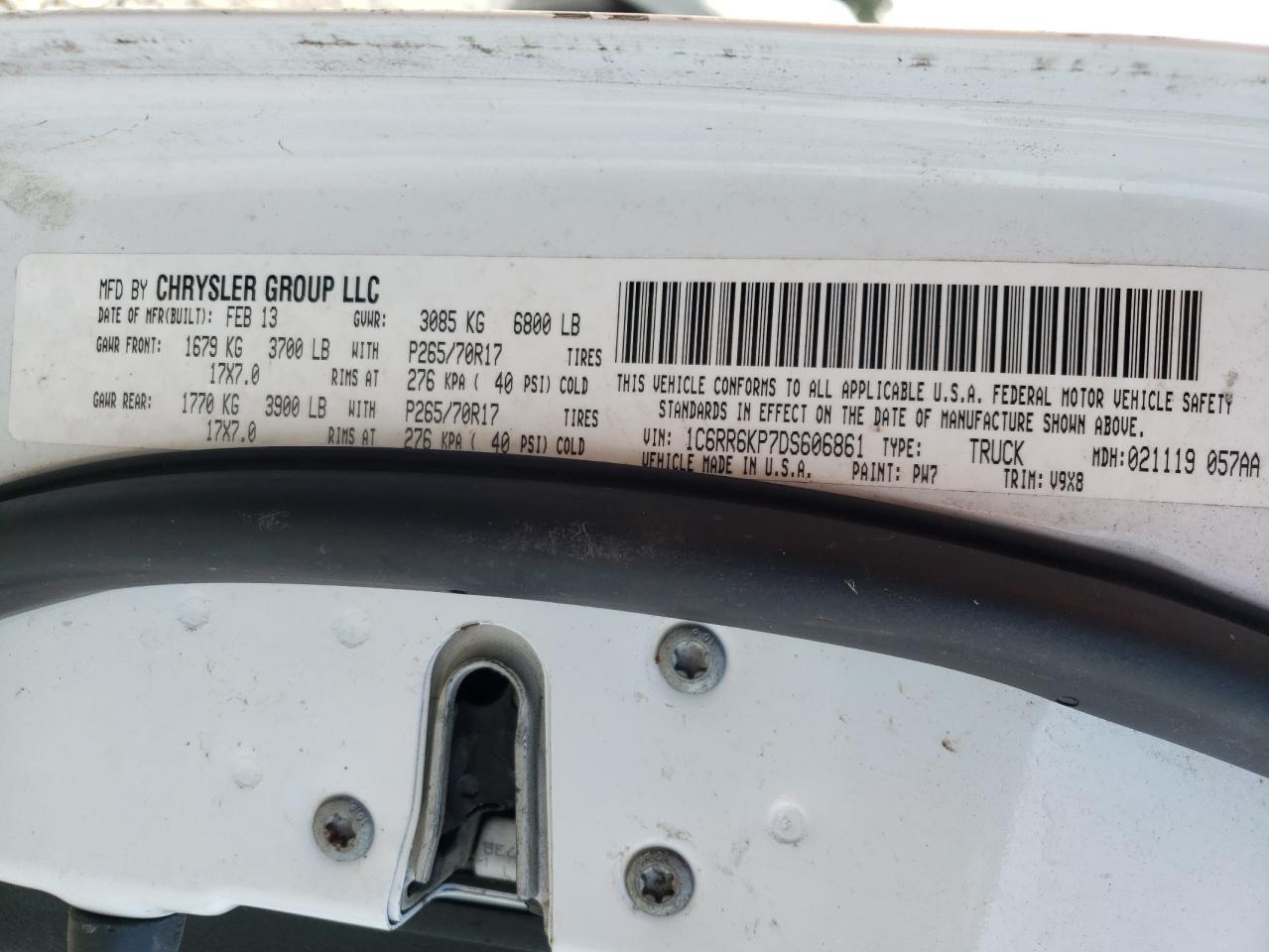 Photo 10 from auction – 2013 RAM 1500 ST with VIN 1C6RR6KP7DS606861