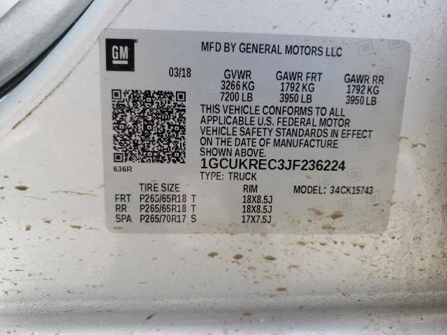 Photo 10 from auction – 2018 CHEVROLET SILVERADO with VIN 1GCUKREC3JF236224