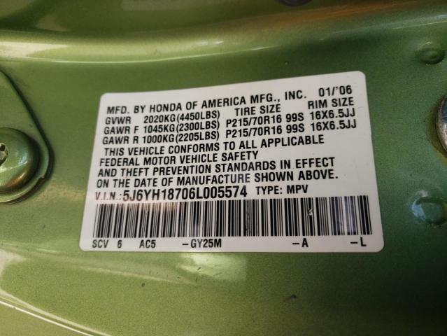 Photo 10 from auction – 2006 HONDA ELEMENT EX with VIN 5J6YH18706L005574