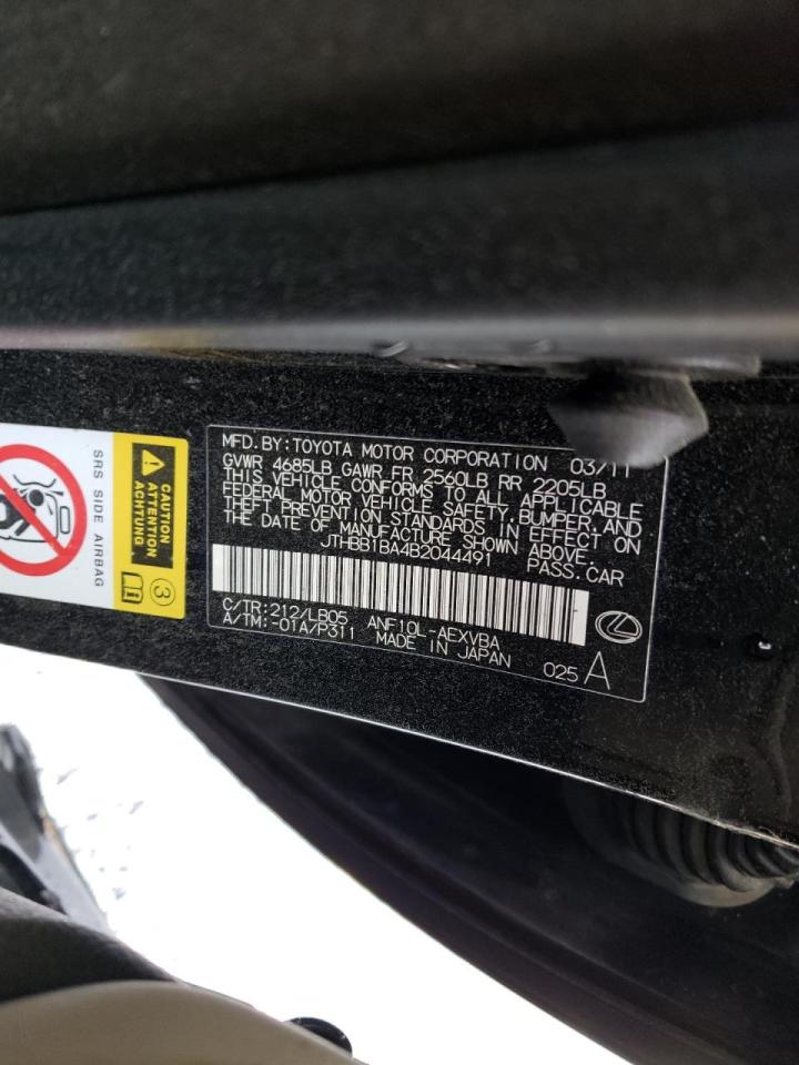 Photo 10 from auction – 2011 LEXUS HS 250H with VIN JTHBB1BA4B2044491