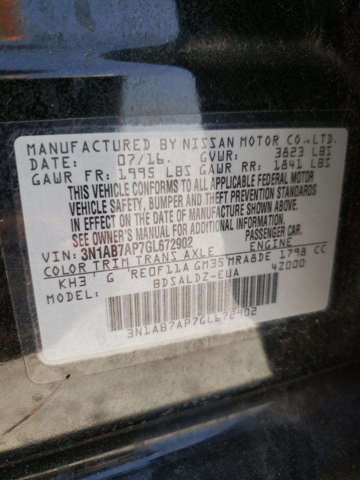 Photo 10 from auction – 2016 NISSAN SENTRA S with VIN 3N1AB7AP7GL672902