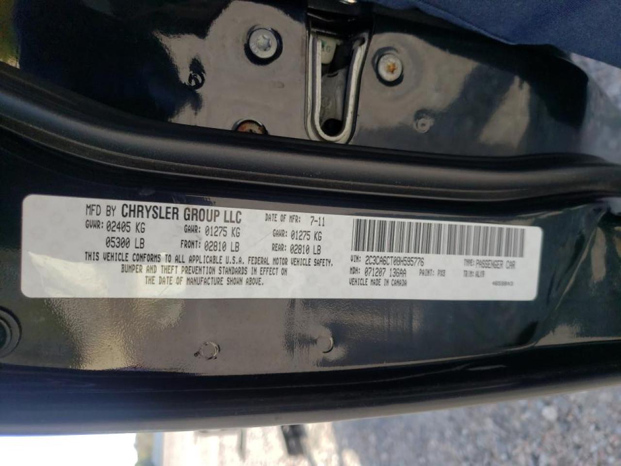 Photo 10 from auction – 2011 CHRYSLER 300C with VIN 2C3CA6CT0BH595776