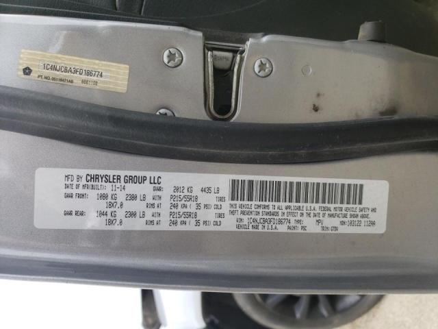 Photo 10 from auction – 2015 JEEP COMPASS SP with VIN 1C4NJCBA3FD186774