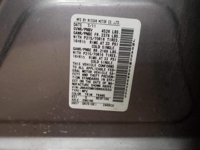Photo 10 from auction – 2011 NISSAN ROGUE S with VIN JN8AS5MV0BW690550