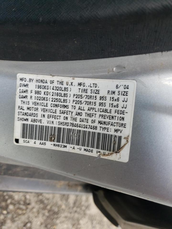 Photo 10 from auction – 2004 HONDA CR-V LX with VIN SHSRD78464U247468