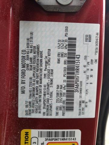 Photo 10 from auction – 2017 FORD FUSION SE with VIN 3FA6P0H71HR415143