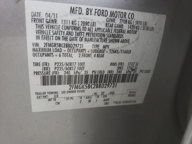 Photo 10 from auction – 2011 FORD FLEX SE with VIN 2FMGK5BC2BBD29731