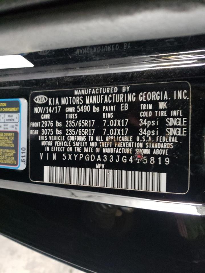 Photo 10 from auction – 2018 KIA SORENTO LX with VIN 5XYPGDA33JG415819