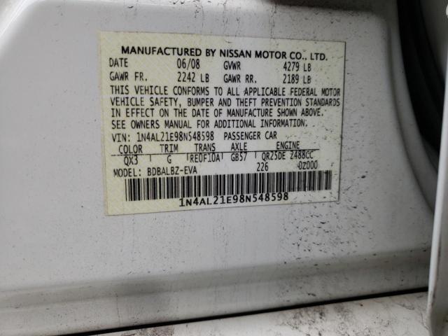 Photo 10 from auction – 2008 NISSAN ALTIMA 2.5 with VIN 1N4AL21E98N548598