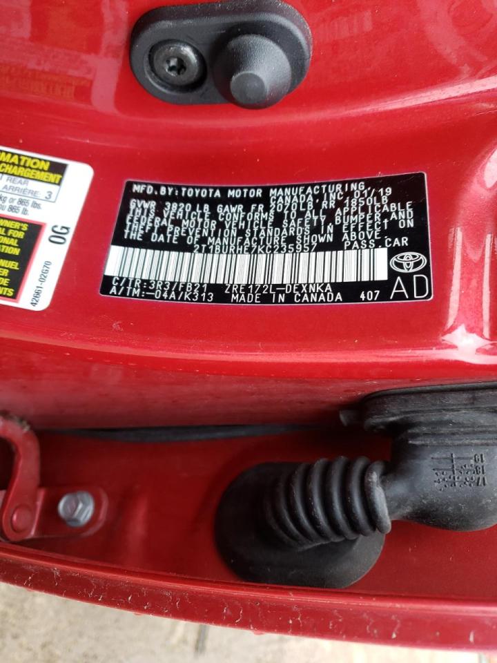 Photo 10 from auction – 2019 TOYOTA COROLLA L with VIN 2T1BURHE7KC235957