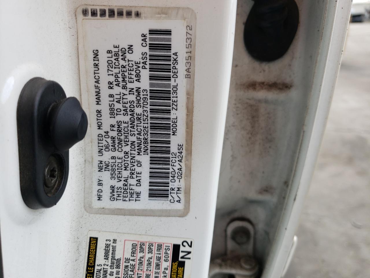 Photo 10 from auction – 2005 TOYOTA COROLLA CE with VIN 1NXBR32E15Z370913