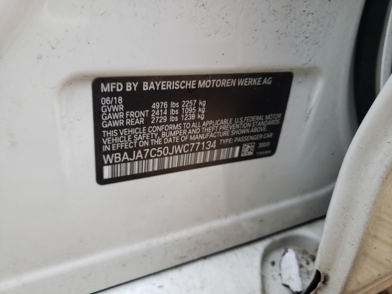 Photo 10 from auction – 2018 BMW 530 XI with VIN WBAJA7C50JWC77134