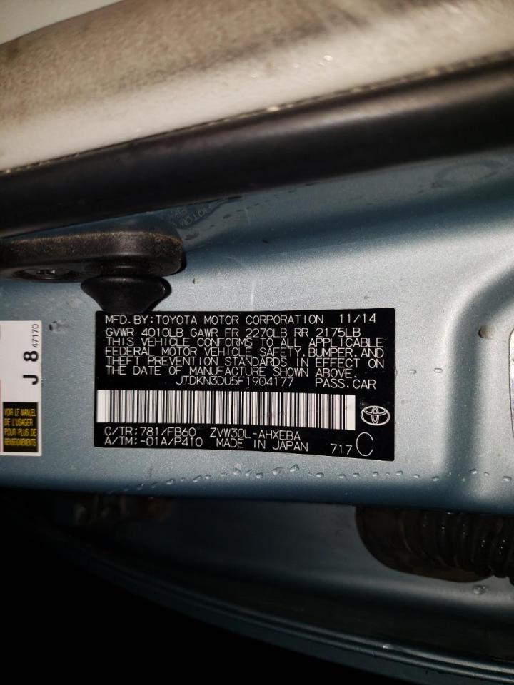 Photo 10 from auction – 2015 TOYOTA PRIUS with VIN JTDKN3DU5F1904177