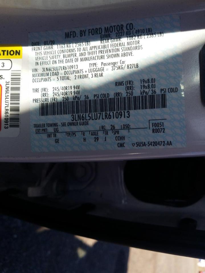 Photo 10 from auction – 2020 LINCOLN MKZ RESERV with VIN 3LN6L5LU7LR610913