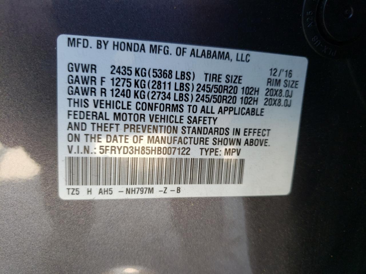 Photo 10 from auction – 2017 ACURA MDX ADVANC with VIN 5FRYD3H85HB007122
