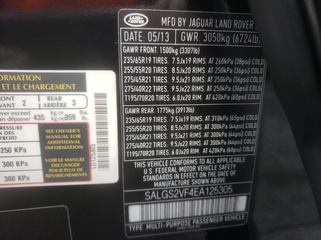 Photo 10 from auction – 2014 LAND ROVER RANGE ROVE with VIN SALGS2VF4EA125305