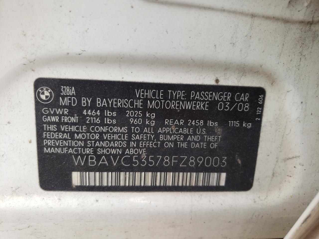 Photo 10 from auction – 2008 BMW 328 I SULE with VIN WBAVC53578FZ89003