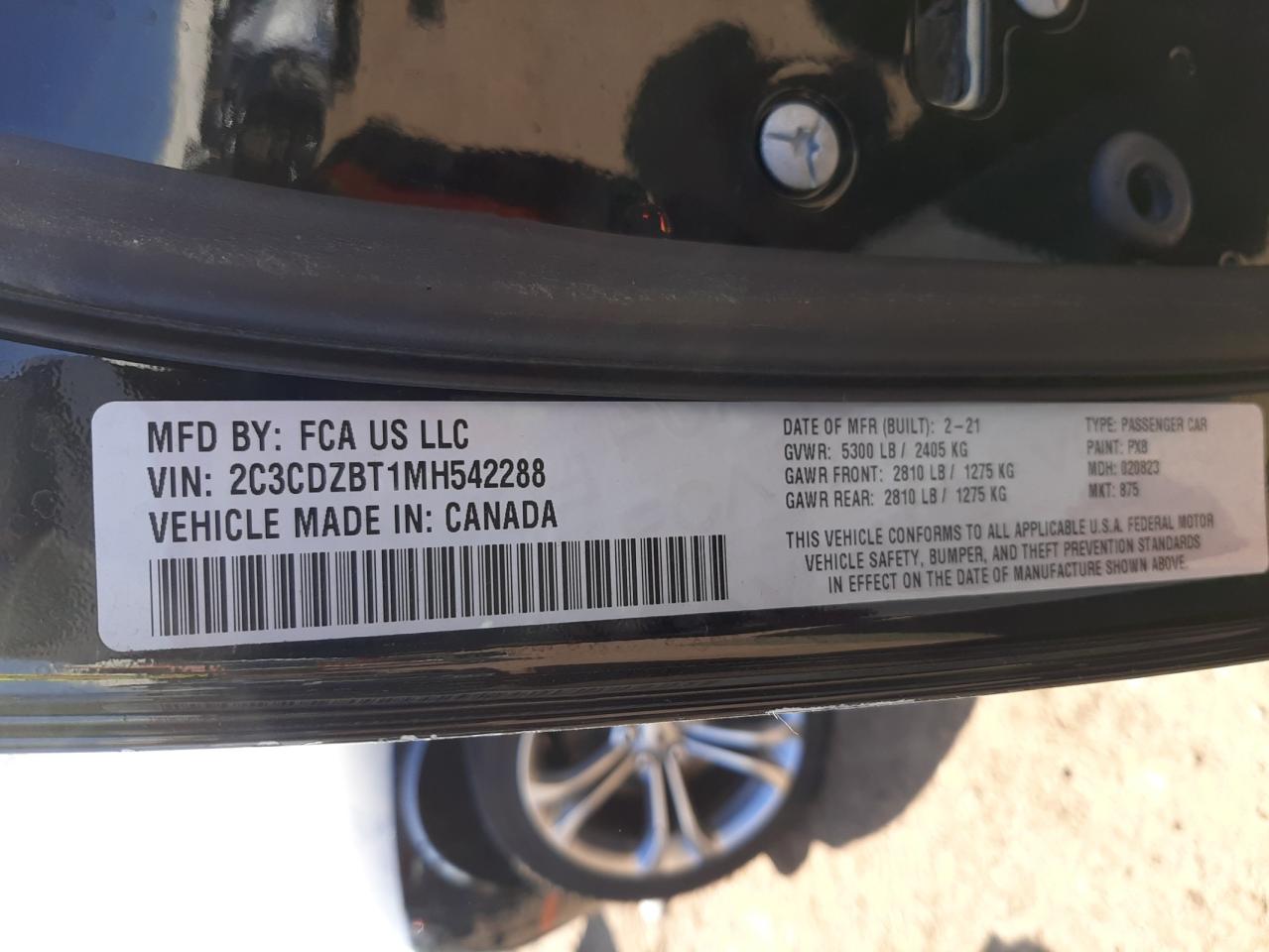 Photo 10 from auction – 2021 DODGE CHALLENGER with VIN 2C3CDZBT1MH542288