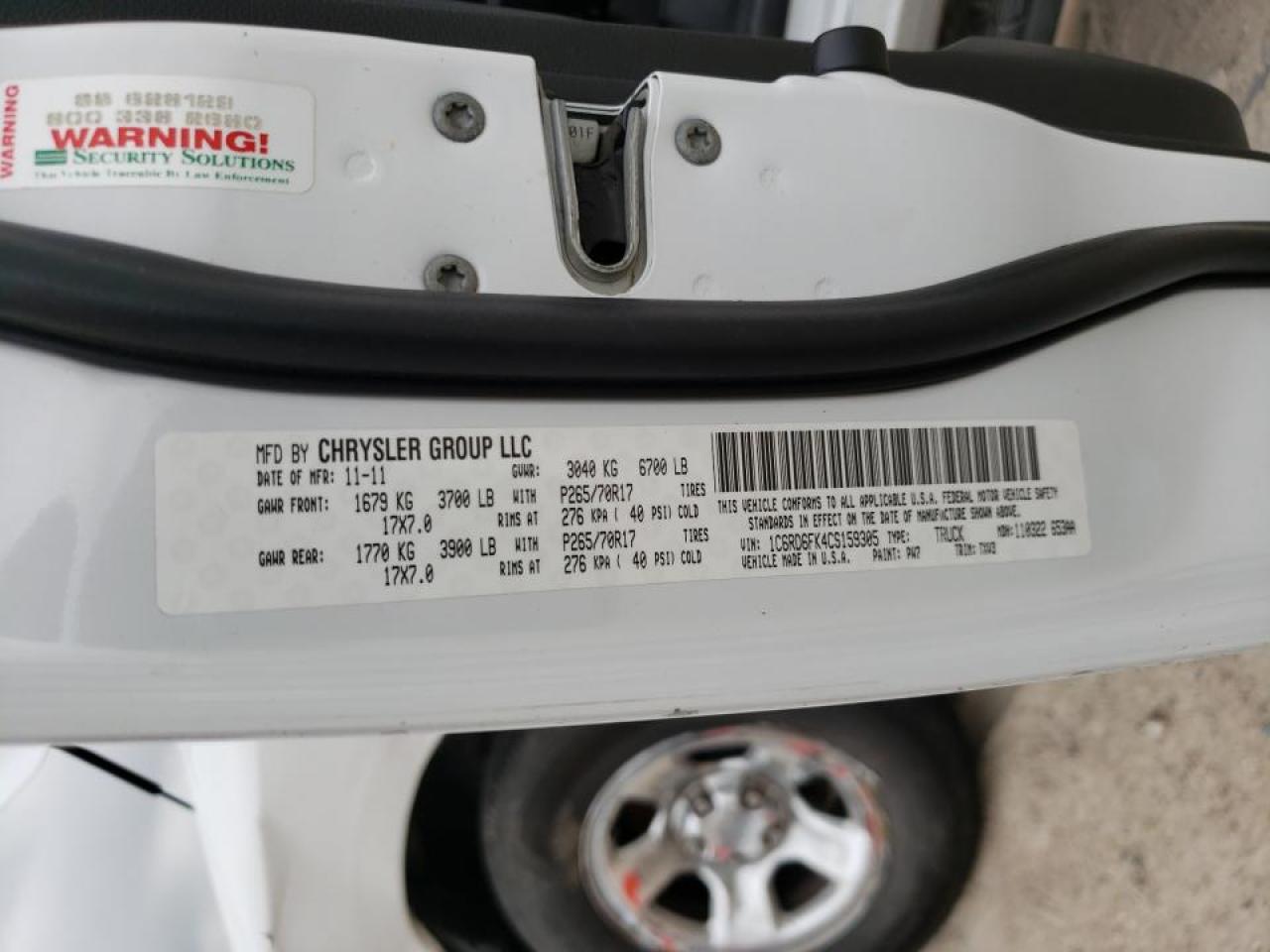 Photo 10 from auction – 2012 DODGE RAM 1500 S with VIN 1C6RD6FK4CS159305