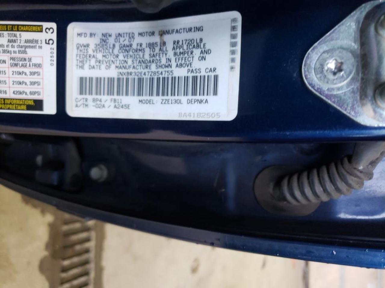 Photo 10 from auction – 2007 TOYOTA COROLLA CE with VIN 1NXBR32E47Z854755