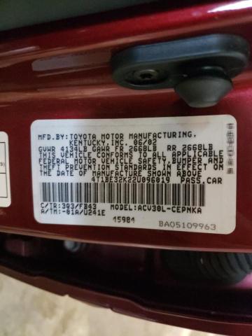 Photo 10 from auction – 2002 TOYOTA CAMRY LE with VIN 4T1BE32K22U096019