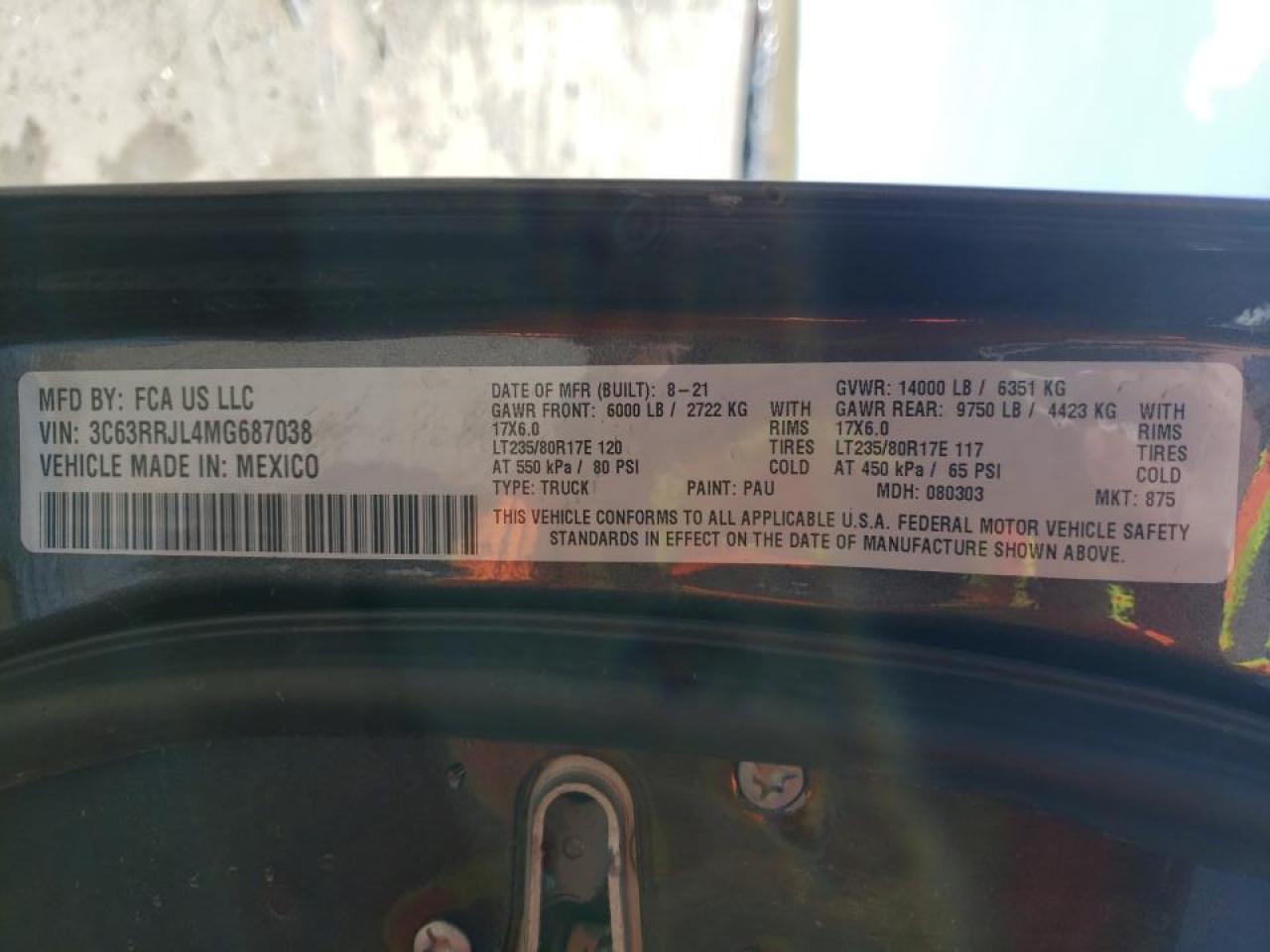 Photo 10 from auction – 2021 RAM 3500 LARAM with VIN 3C63RRJL4MG687038