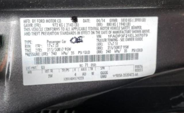 Photo 10 from auction – 2014 FORD FOCUS SE with VIN 1FADP3F21EL307079