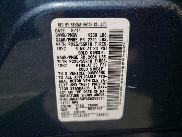 Photo 10 from auction – 2012 NISSAN ROGUE S with VIN JN8AS5MT4CW252310