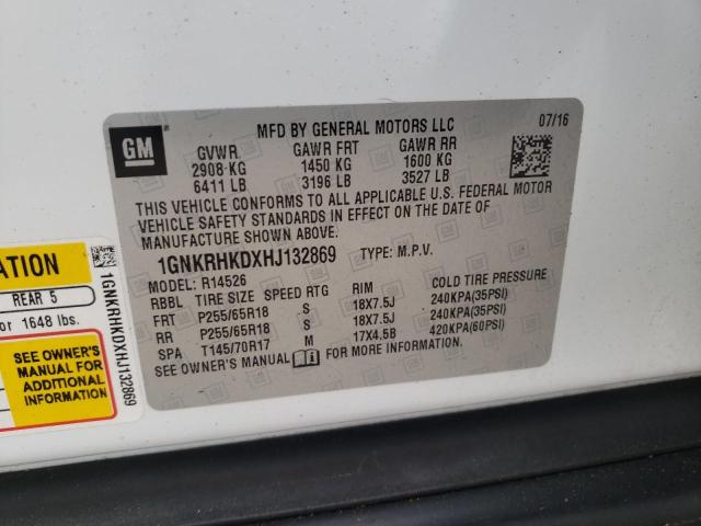 Photo 10 from auction – 2017 CHEVROLET TRAVERSE L with VIN 1GNKRHKDXHJ132869