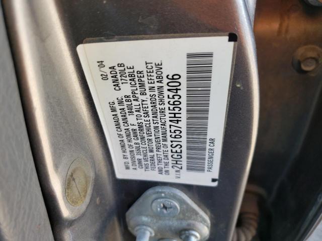Photo 10 from auction – 2004 HONDA CIVIC LX with VIN 2HGES16574H565406