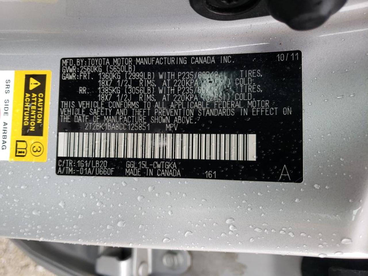 Photo 10 from auction – 2012 LEXUS RX 350 with VIN 2T2BK1BA8CC125851