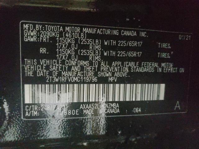 Photo 10 from auction – 2021 TOYOTA RAV4 XLE with VIN 2T3W1RFV0MC119796