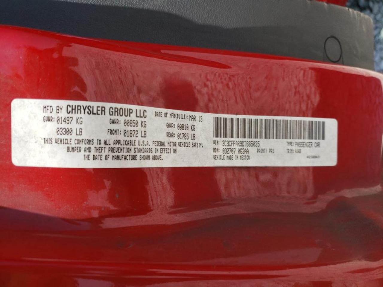 Photo 10 from auction – 2013 FIAT 500 POP with VIN 3C3CFFAR9DT665035