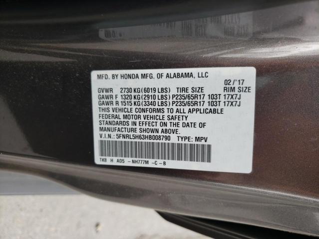 Photo 10 from auction – 2017 HONDA ODYSSEY EX with VIN 5FNRL5H63HB008790