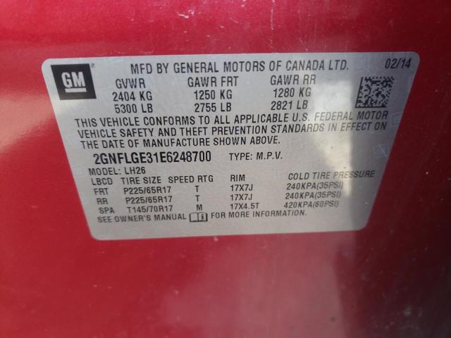 Photo 10 from auction – 2014 CHEVROLET EQUINOX LT with VIN 2GNFLGE31E6248700