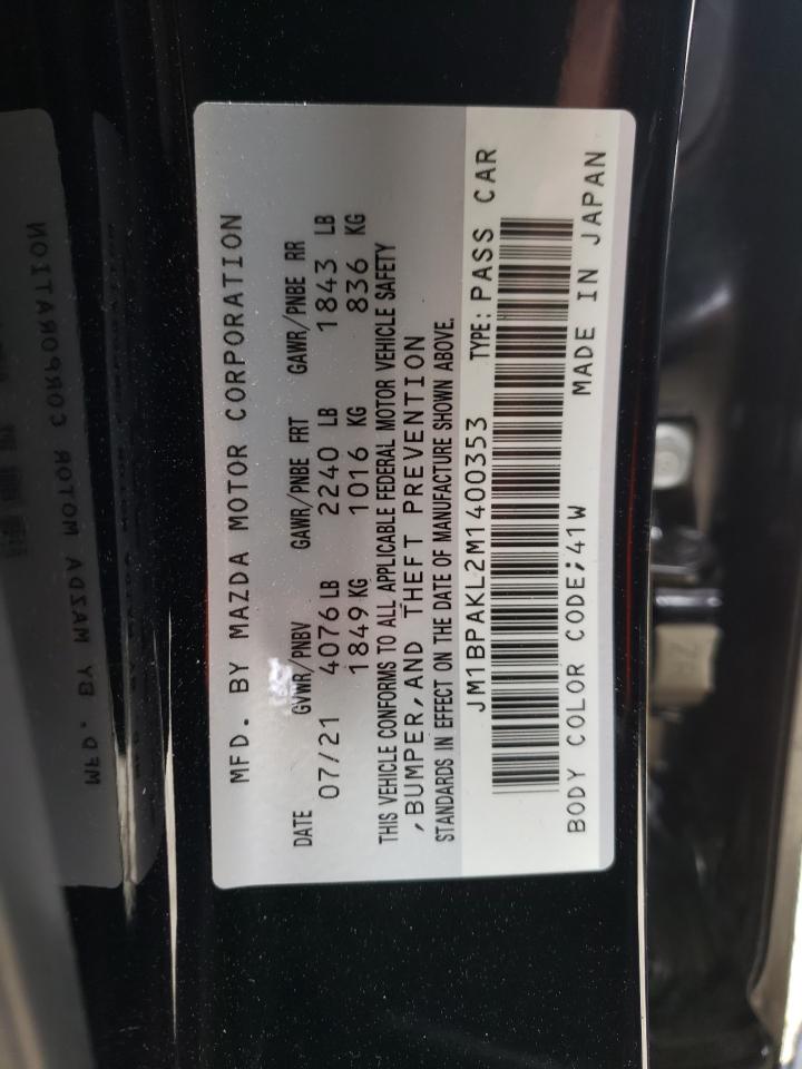Photo 10 from auction – 2021 MAZDA 3 SELECT with VIN JM1BPAKL2M1400353