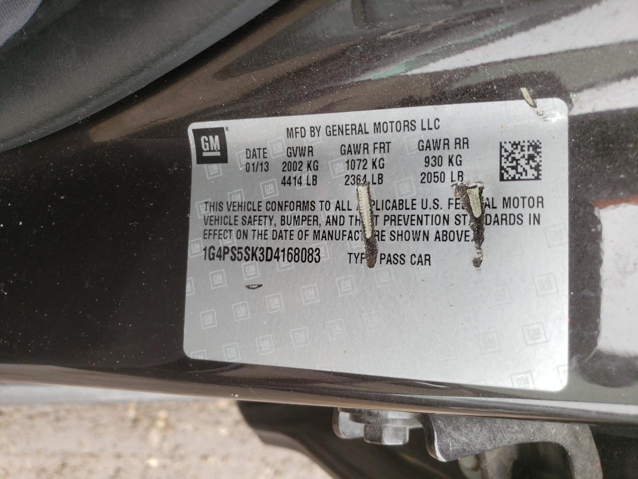 Photo 10 from auction – 2013 BUICK VERANO with VIN 1G4PS5SK3D4168083