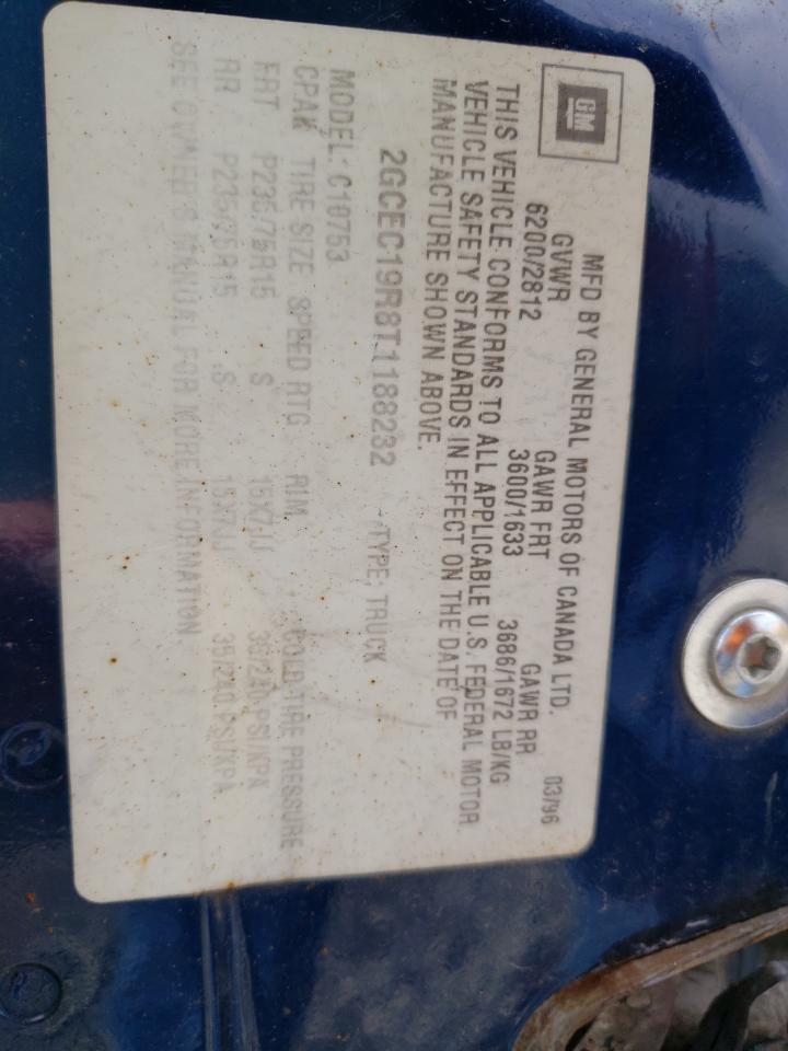Photo 10 from auction – 1996 CHEVROLET GMT-400 C1 with VIN 2GCEC19R8T1188232