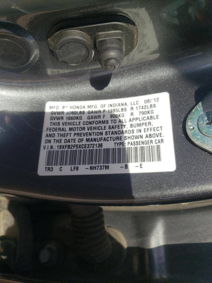 صورة رقم 10 من المزاد - 2012 HONDA CIVIC LX مع VIN 19XFB2F5XCE372136