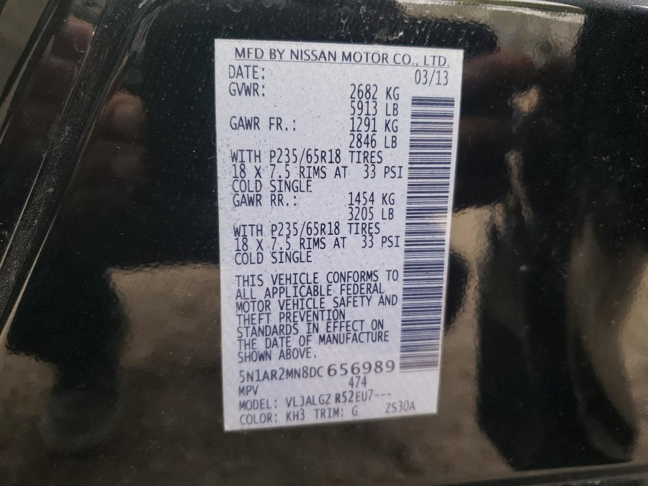 Photo 10 from auction – 2013 NISSAN PATHFINDER with VIN 5N1AR2MN8DC656989